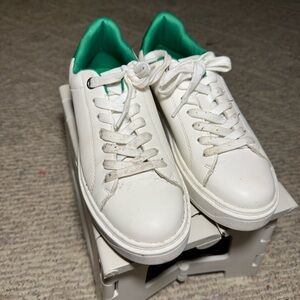 White Sneakers with Green Accents